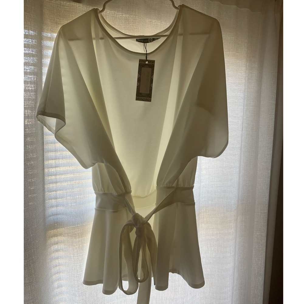 Boohoo-White Peplum Top